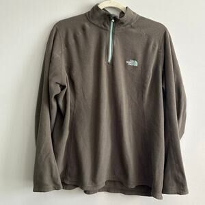 The North Face Polartec Quarter Zip Fleece Pull Over Jacket Brown Size Large